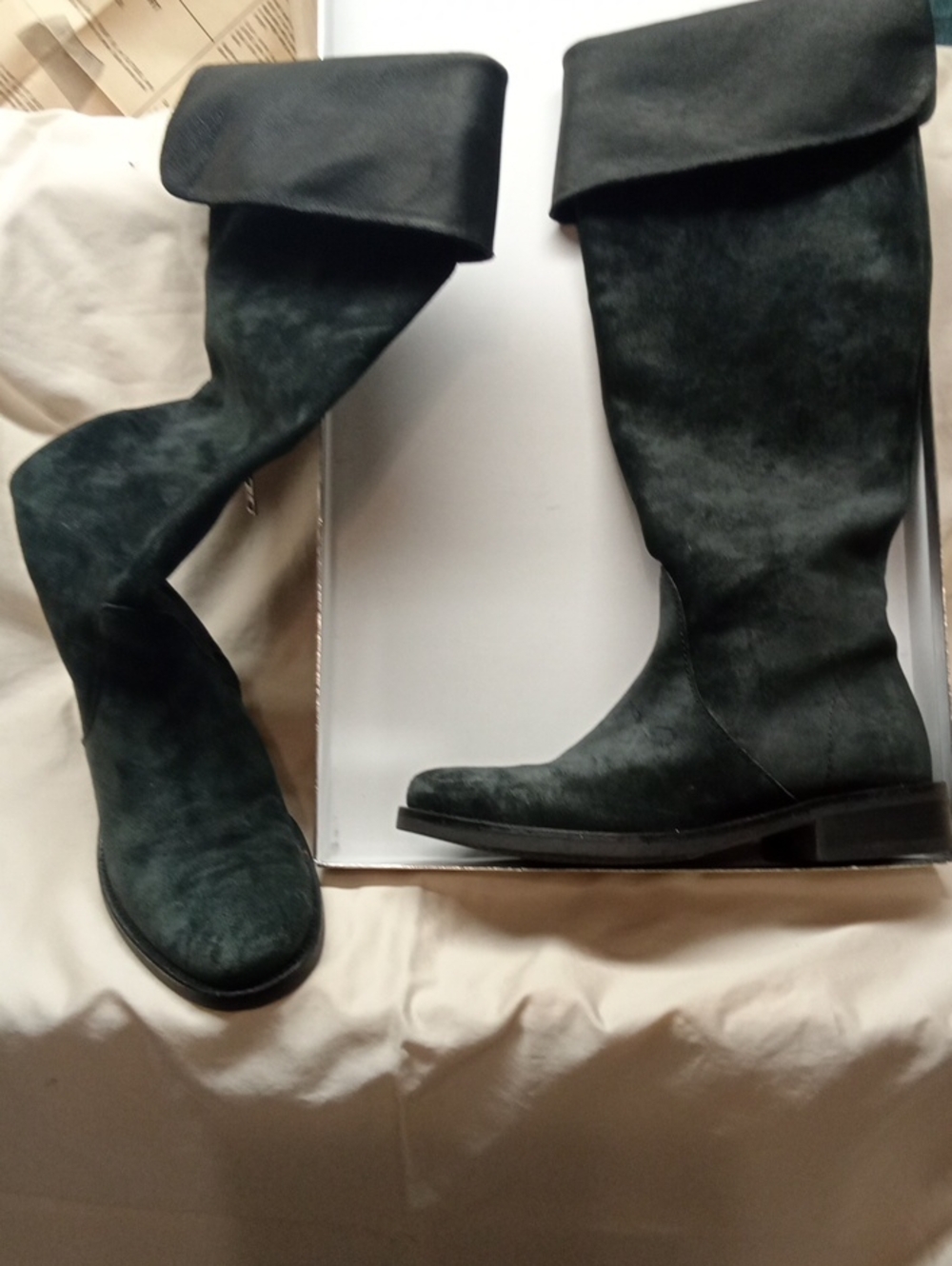 J. Crew Dark Green Over-the-Knee Suede Boots